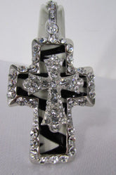 Silver Black Multi Rhinestones Big Stylish Bag Necklace Pendant